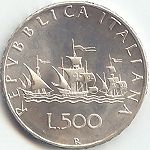 Repubblica Italiana: 500 Lire Caravelle - rovescio