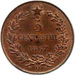 Vittorio Emanuele II: 5 centesimi - rovescio