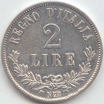 Vittorio Emanuele II: 2 Lire Valore - rovescio