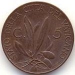 Vaticano: 5 centesimi - rovescio