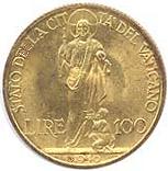 Vaticano: 100 Lire Cristo - rovescio