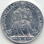 Vaticano: 1 Lira Giustizia 2° tipo - rovescio