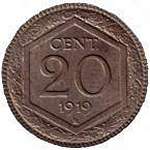 Vittorio Emanuele III: 20 centesimi Esagono - rovescio