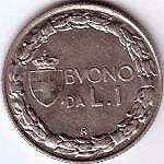 Vittorio Emanuele III: 1 Lira Italia Seduta - rovescio