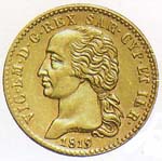 Vittorio Emanuele I: 20 lire oro 1 tipo - diritto