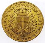 Vittorio Emanuele I: 20 lire oro 2 tipo - rovescio