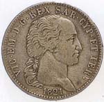 Vittorio Emanuele I: 5 lire argento 2 tipo - diritto