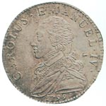 Carlo Emanuele IV: 1/4 di scudo o 1,10 lire - diritto