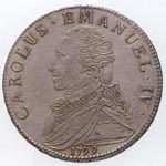 Carlo Emanuele IV: 1/2 scudo o 3 lire - diritto