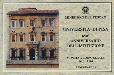 Universit di Pisa lire 5.000 Fdc 1993