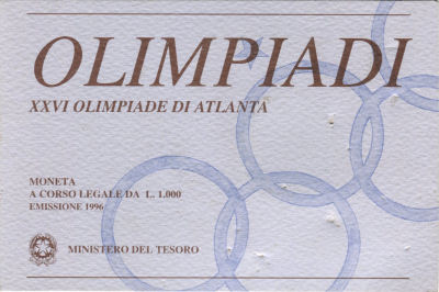 XXVI Olimpiade di Atlanta 1996 Fdc