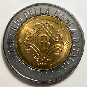 Lire 500 Banca d'Italia 1993 Fdc