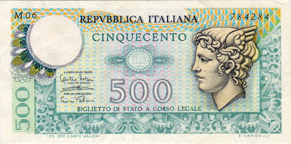 500 lire Testa di Mercurio 1974 circolata