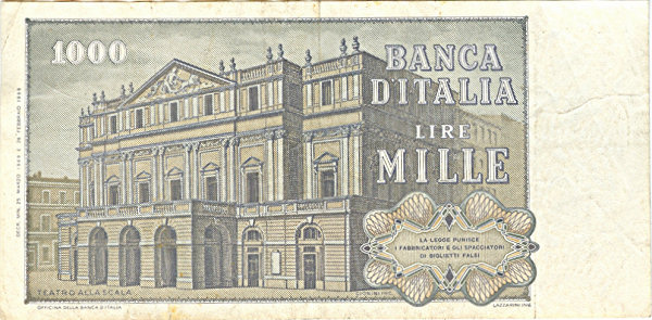 1.000 lire Verdi 1969 circolata
