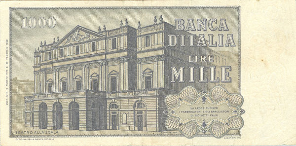 1.000 lire Verdi 1975 circolata