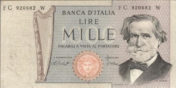 1.000 lire Verdi 1977 circolata