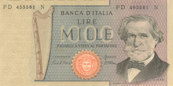 1.000 lire Verdi 1980 set. circolata