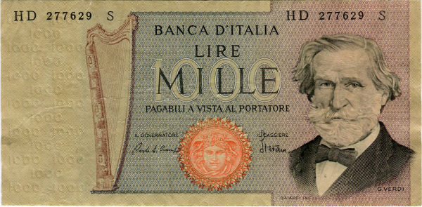 1.000 lire Verdi 1981 circolata