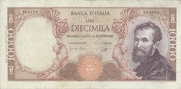 10.000 lire Michelangelo 1964 lug. circolata