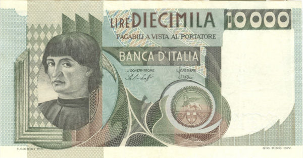10.000 lire Busto d'Uomo 1976 circolata