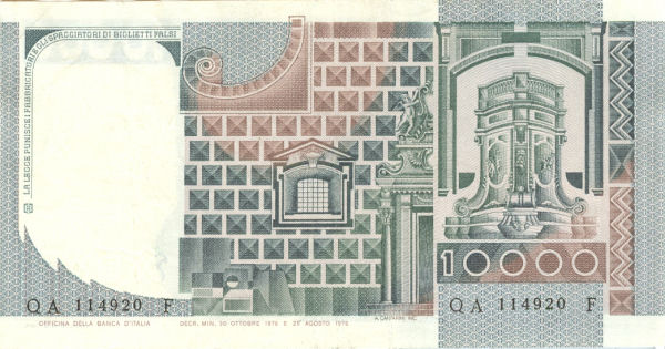 10.000 lire Busto d'Uomo 1976 circolata