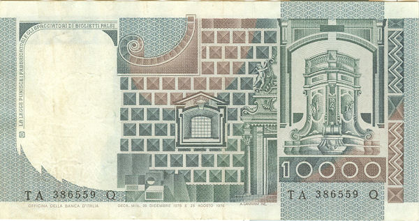 10.000 lire Busto d'Uomo 1978 circolata