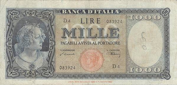 1.000 lire Testina 1947 circolata