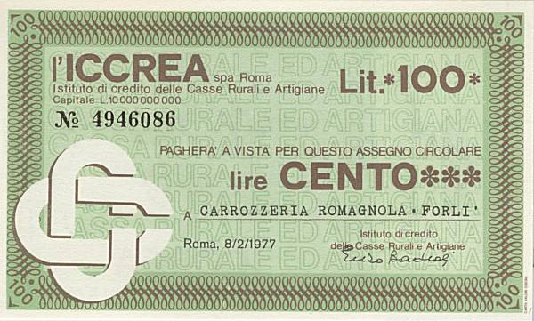 100 lire ICCREA Carrozzeria Romagnola Forl