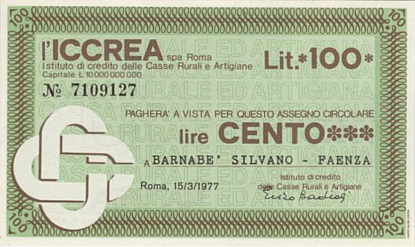 100 lire ICCREA Barnab Silvano Faenza