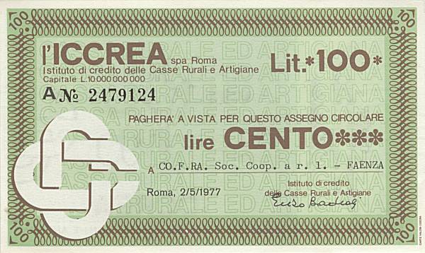 100 lire ICCREA COFRA Faenza