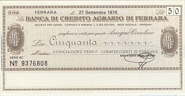 50 lire Cr. Agrario Ferrara Ass. Commercianti