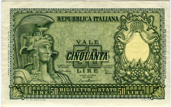 50 lire Italia Elmata 1951