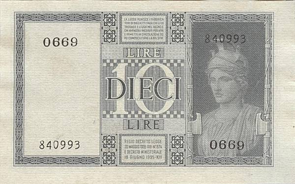 10 lire Biglietto di Stato 1944