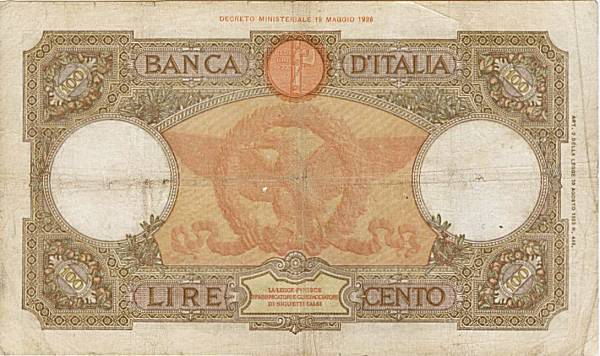 100 lire Aquila Romana ott.1935 circolato Varietà
