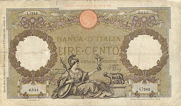 100 lire Aquila Romana mar.1937 circolato