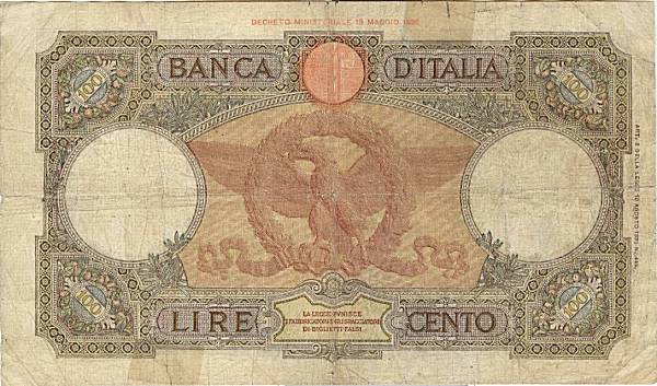 100 lire Aquila Romana mar.1937 circolato