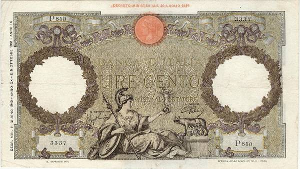 100 lire Aquila Romana giu.1942 circolato