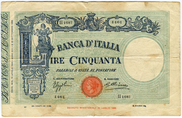 50 lire Matrice Fascio aprile 1935