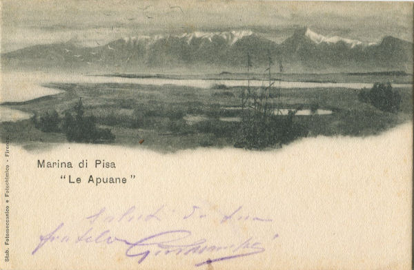 Marina di Pisa - Veduta delle Apuane 1906