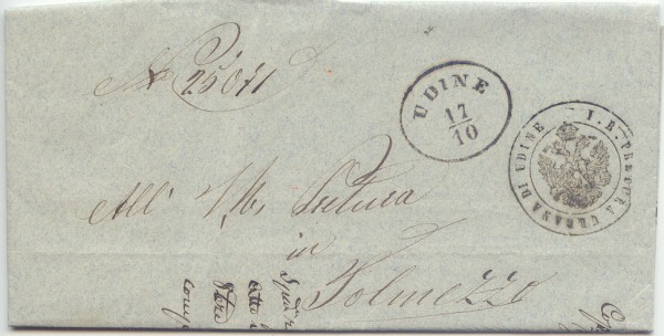 Lettera da Udine a Tolmezzo 1865