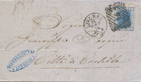 Lettera da Livorno per Citt di Castello 1874