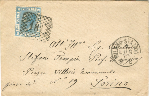 Busta da Milano per Torino 1872