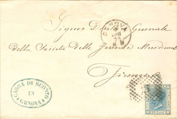 Piego da Genova per Firenze 1872