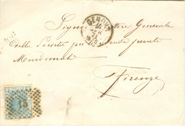 Lettera da Genova per Firenze 1871