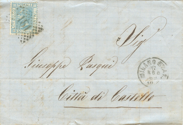 Lettera da Milano a Citt di Castello 1869