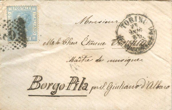 Busta da Torino per Borgo Pila 1869