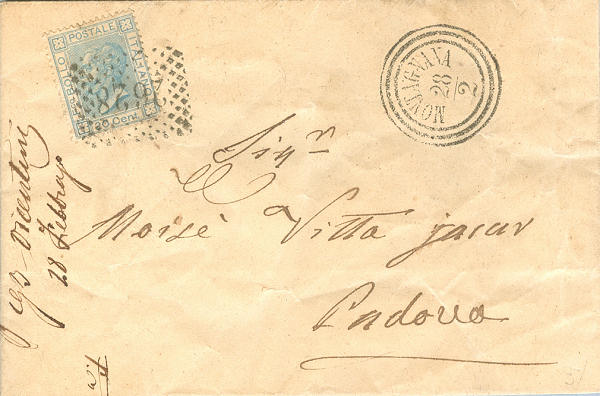 Lettera da Montagnana per Padova 1869