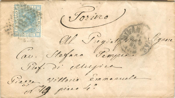 Lettera da Milano per Torino 1869