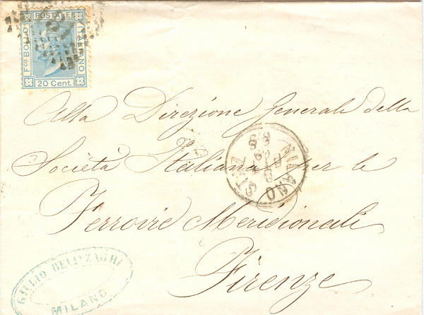 Lettera da Milano per Firenze 1869