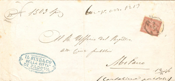Lettera da Padova per Milano 1876